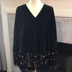 💃💥Sale💃💥Black Suede Poncho by Margaret Godfrey